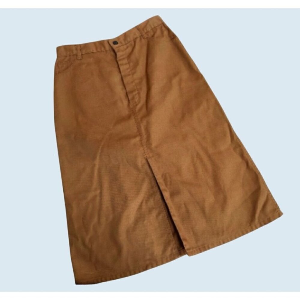 Vintage CANDIE'S Khaki Brown Rust Utility Midi Skirt 80s / 90s Size 25 - Picture 2 of 8